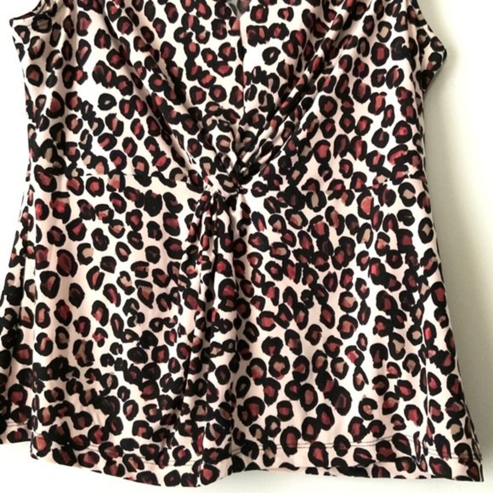 Donna Karan New York Leopard Print Twist Front Career Blouse M - Picture 7 of 7